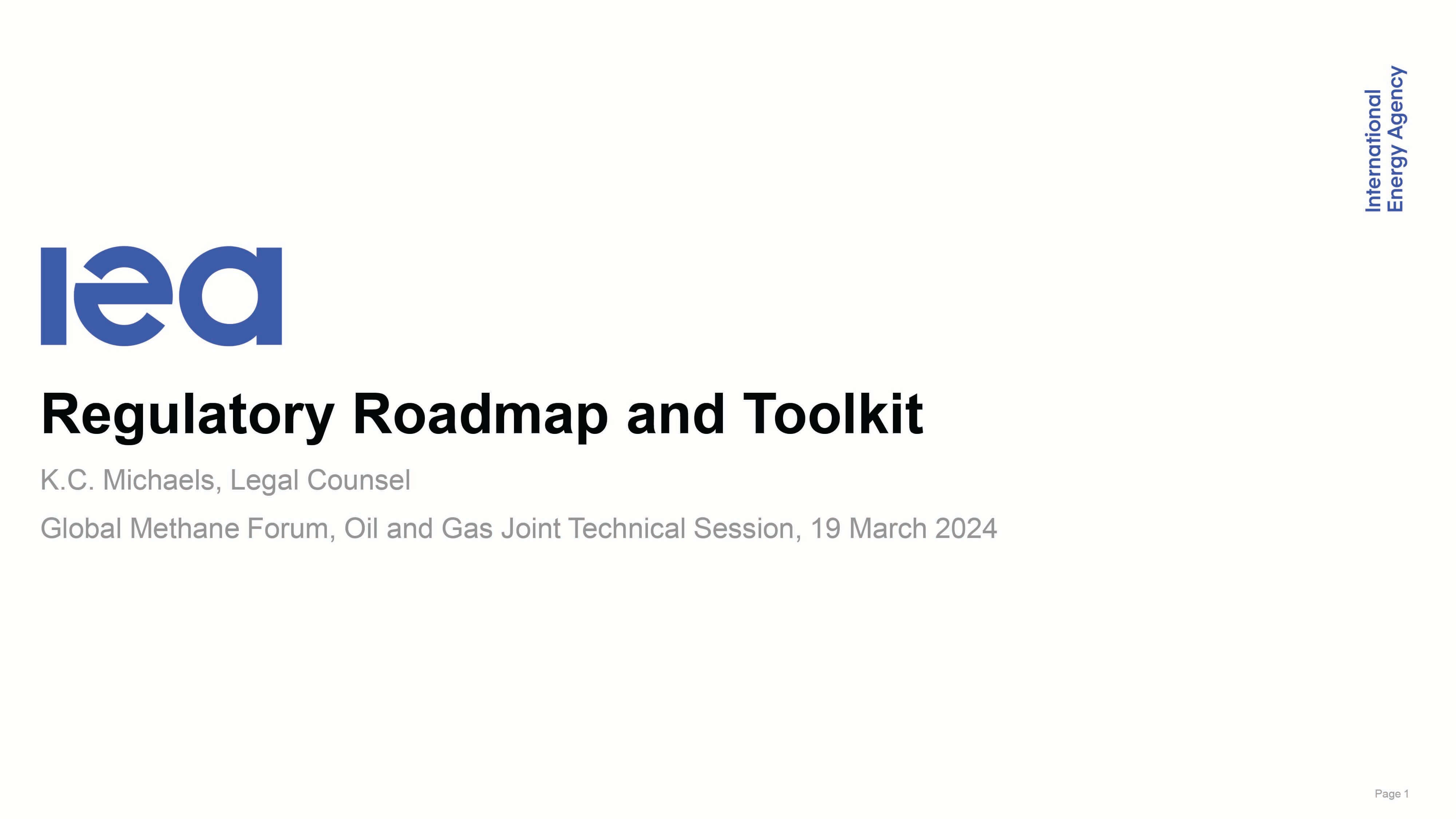 IEA Regulatory Roadmap and Toolkit